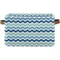 thumbnail image 1 of 1PCS Blue Mint Chevron Large Collapsible Storage Bins,Canvas Fabric Foldable Storage Bins with Handles Open Home Storage Bins Boxes Toy Storage Basket Home Decor, 1 of 7