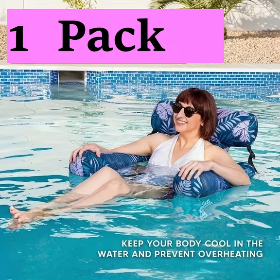 1PCS Blue PVC Adult Floating Pool Chair, Soft Fabric Portable Water Hammock Lounger, Comfort Summer Inflatable Float, Perfect for Swimming Pool, Beach & Lakeside Adult Water Leisure Entertainment