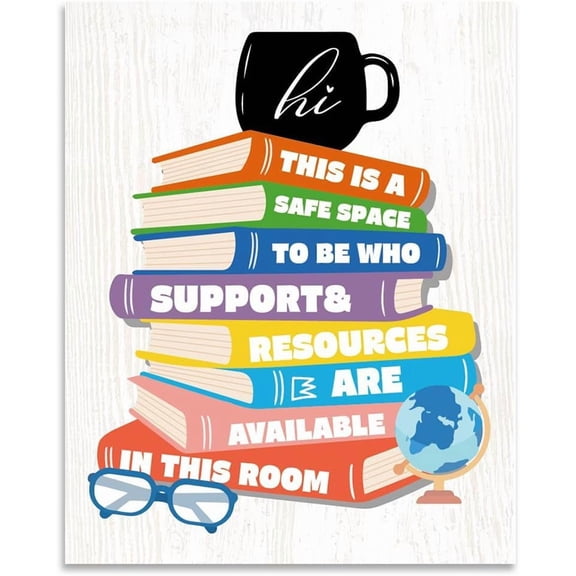 1PCS Books Wall Art Prints Vintage Inspirational Quotes Coffee Cup Paper Poster Print Poster Board Art White Cardboard Drawing Colorful Background Home Room Decor 28x35cm for DIY