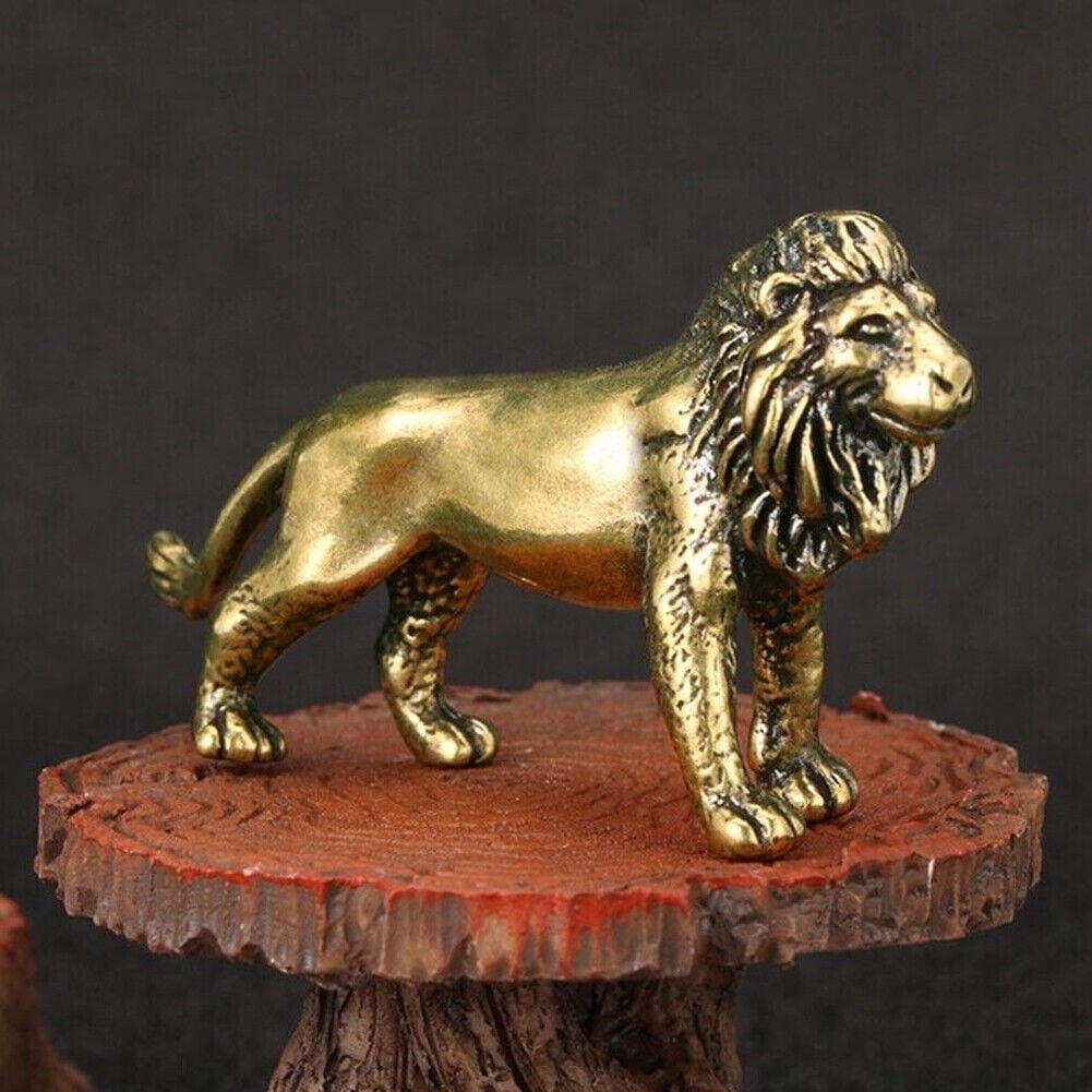 1PCS Brass Lion Figurine Statue House Office Table Decoration Animal ...
