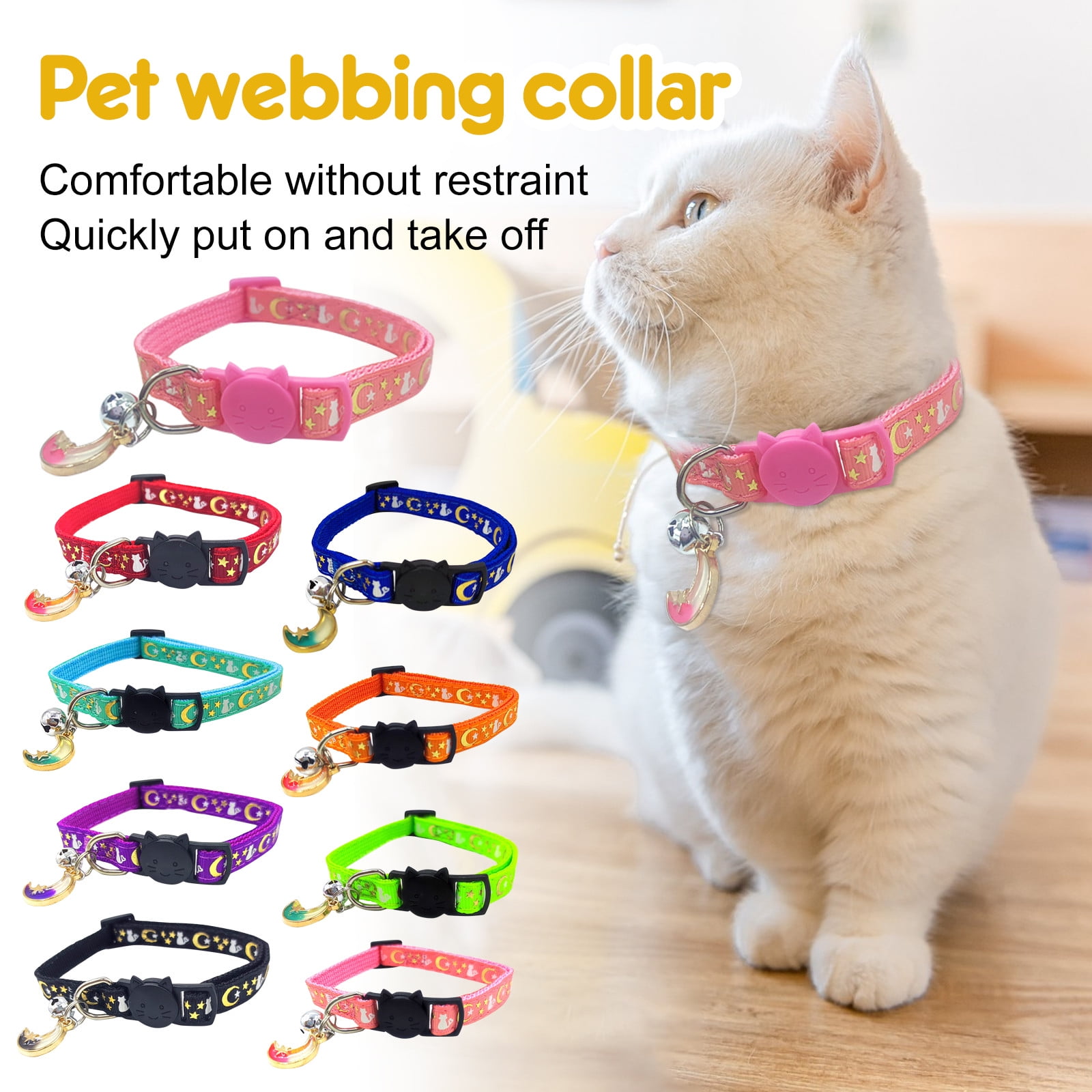 Curated visual reference: Picture Idea: 1Pcs Breakaway Cat Collars With Bell Cute Kitty Glow In