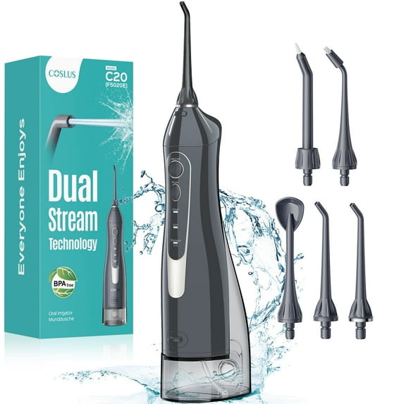 1PCS COSLUS Electric Oral Irrigator Rechargeable Smart Oral Flosser Portable Smart Flosser Cordless Teeth Cleaner Dental Floss Pick For Adults
