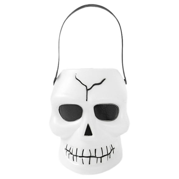1PCS Candy Basket, Halloween Trick or Treat Pumpkin Bucket, Jack O Lantern Candy Baske Buckets for Trick or Treating, Halloween Pails with Handle for Man and Woman Party Favors Supplies Props(White)