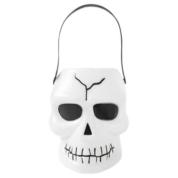 1PCS Candy Basket, Halloween Trick or Treat Pumpkin Bucket, Jack O Lantern Candy Baske Buckets for Trick or Treating, Halloween Pails with Handle for Man and Woman Party Favors Supplies Props(White)