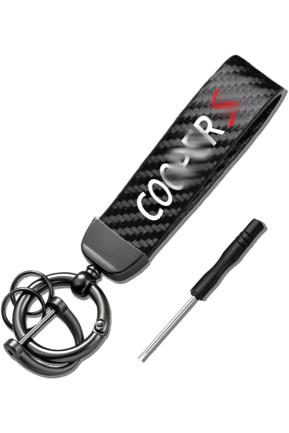 1PCS Car Keychain Compatible with Cooper excellent Carbon fiber texture leather Keychain Detachable Key Rings soft and comfortable Light luxury and Simple style