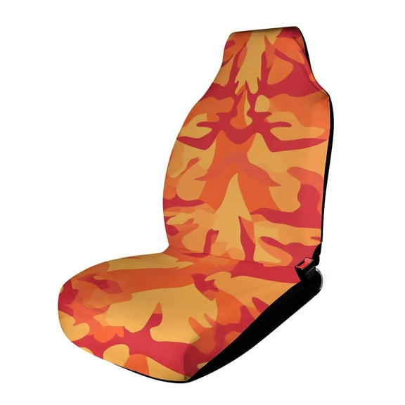 1PCS Car Seat Cover Reduces Wear And Is Easy To Install And The Fabric Is Soft And Comfortable And Flexible For Most Car Seats Vector Camouflage Pattern Orange Red_2