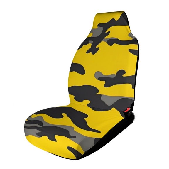 1PCS Car Seat Cover Reduces Wear And Is Easy To Install And The Fabric Is Soft And Comfortable And Flexible For Most Car Seats Vector Camouflage Pattern Yellow_1