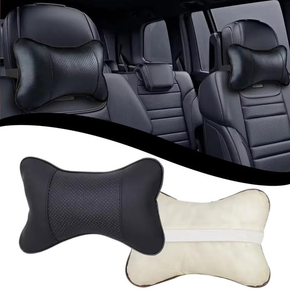 1PCS Car Seat Neck Rest Pillow, Breathable PU Leather Headrest Support for Driving Comfort, Ergonomic Auto Safety Cushion