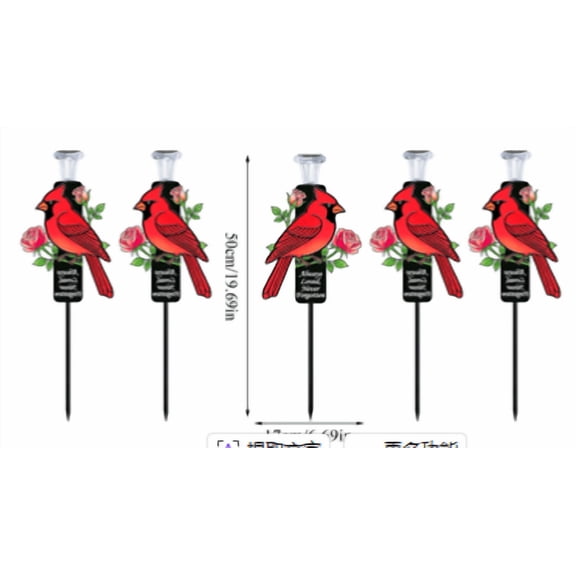 1PCS Cardinal Solar Lights Cardinal Outdoor Decor Red Bird Solar Light Bird Figurine Garden Stake Pathway Garden Lawn Yard Decorations for Mother Mom Grandma Women Gifts