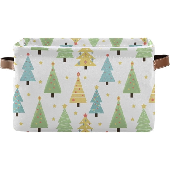 1PCS Cartoon Christmas Tree Large Collapsible Storage Bins,Canvas Fabric Foldable Storage Bins with Handles Open Home Storage Bins Boxes Toy Storage Basket Home Decor
