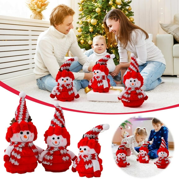 1PCS Christmas Doll Decoration, Snowman Doll Ornament Plush Christmas Snowman for Tabletop Decoration