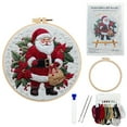 thumbnail image 1 of 1PCS Christmas Embroidery Kits for Adults and Beginners, Cross Stitch with (Snowman, Santa Claus, Jingle Bell Patterns) Includes Needles, Threads, Tools, 1 of 9