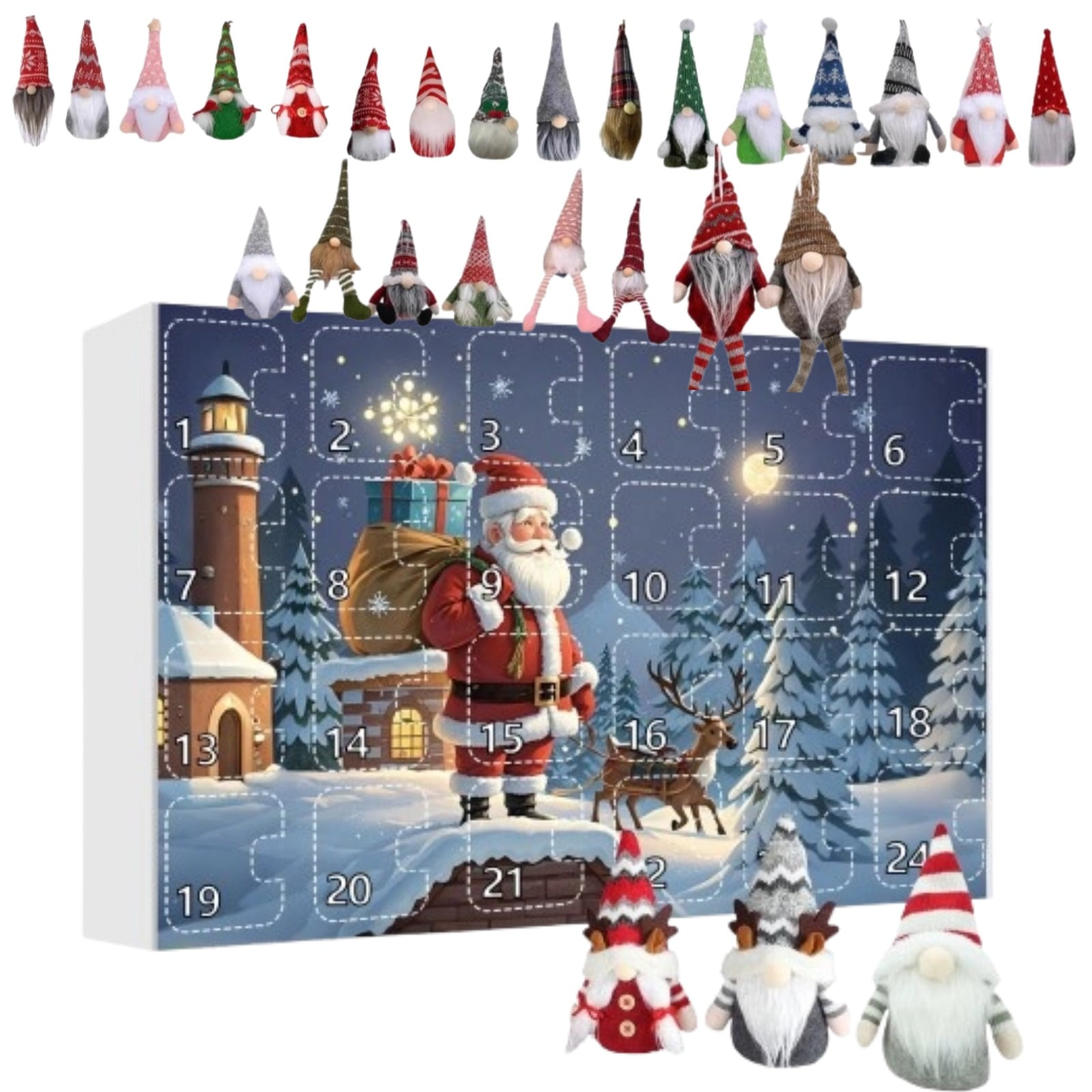 1PCS,Christmas Gnome Advent Calendar 2024, 24 Days Plush Toy Advent