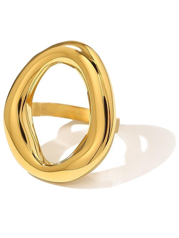 1PCS Chunky Gold Plated Rings for Women Hollow Oval Ring Chunky Statement Ring for Women,Vintage Ring Jewelry Gift