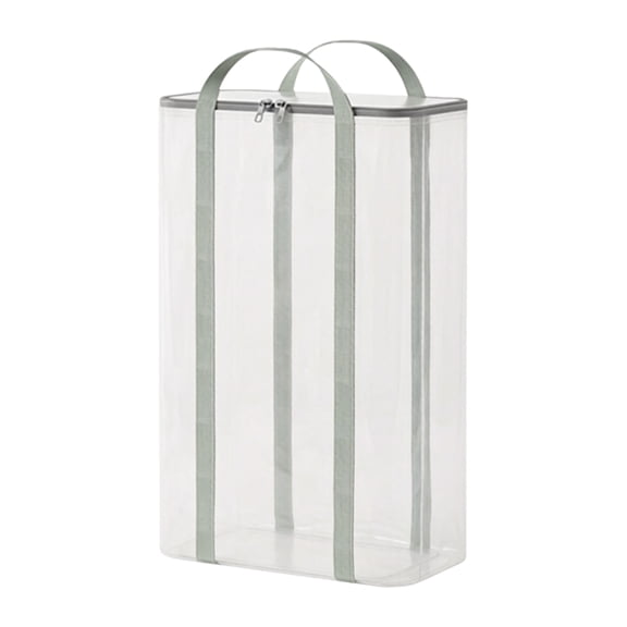 1PCS Clear Book Storage Bag with Reinforced Handles Heavy Duty Plastic Comic Book Organizer & DVD Storage Collapsible Media Tote with Zipper Lid for Books, Journals and Albums