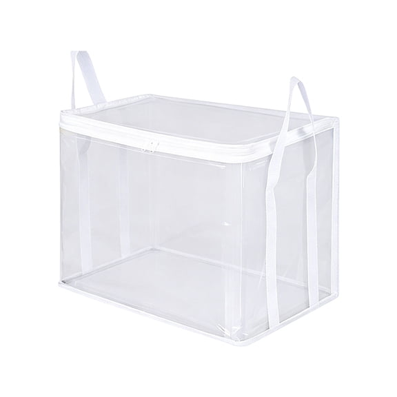 1PCS Clear Book Storage Containers with Lids Durable Comic Book Protector & Media Organizer Collapsible Storage Bag with Zipper for Books Supplies