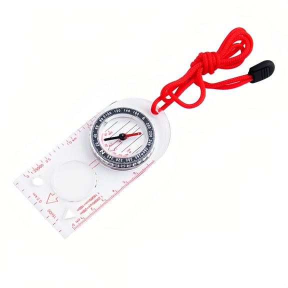 1PCS Compass Map Ruler Magnifier with Adjustable Lanyard for Explorer Outdoor Adventure Enthusiasts, Navigation Compass for Map Reading Orienteering Survival, Red