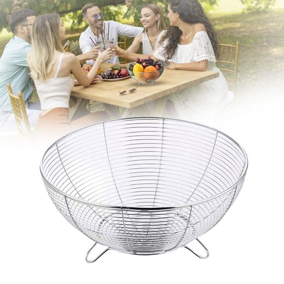 1PCS Countertop Fruit Bowl Stainless Fruit And Vegetable Basket For Kitchen Counter Wire Baskets For Fruits Vegetables Breads Snacks Large Fruit Bowl/ 1Pcs Fruit Basket