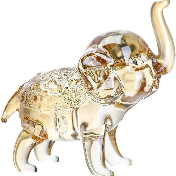 1PCS Crystal Elephant Figurines with Trunk Up Handmade Glass Elephant Figurines DecorOrange
