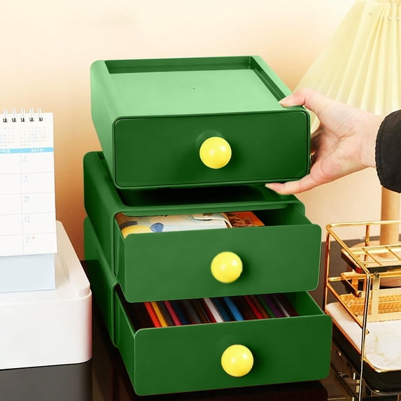 1PCS Cute Desktop Storage Box Set Multi-Functional Organizer for Office Supplies Art Supplies and Kitchen Countertop Stackable Plastic Desk Organizer Compartments