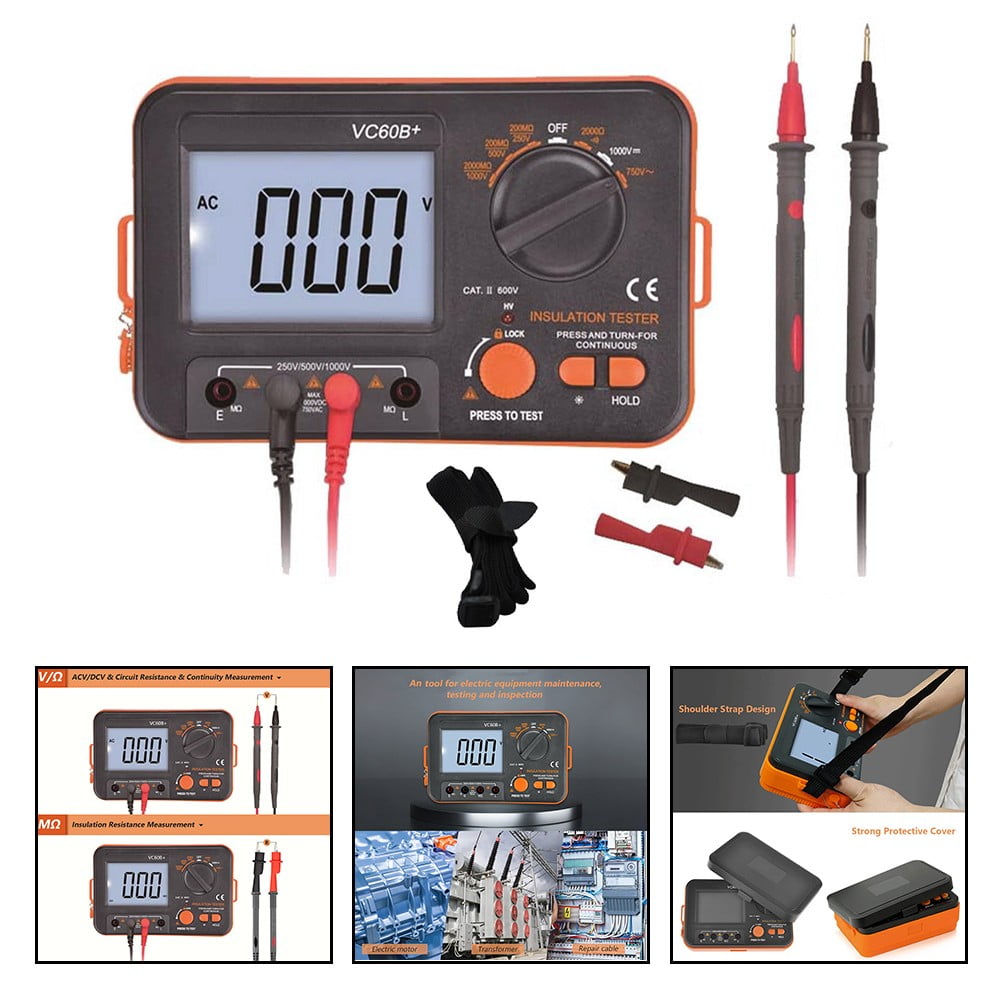 WapoRich Digitale isolatieweerstandstester, 500 V/2,5 kv/5 kv testspanning, 1999 telt, DC-AC-voltmeter, multimeter