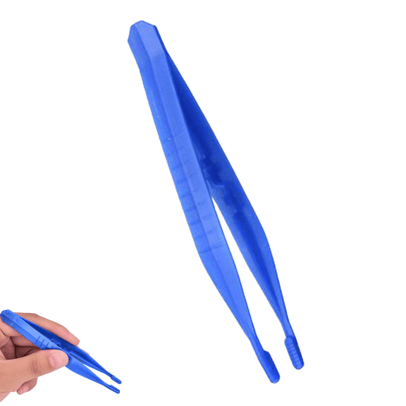 1PCS Disposable Blue Plastic Tweezers, Small Anti-Slip Straight Tip Plastic Forceps for Craft, Laboratory, Jewelry Making and Daily Household Use