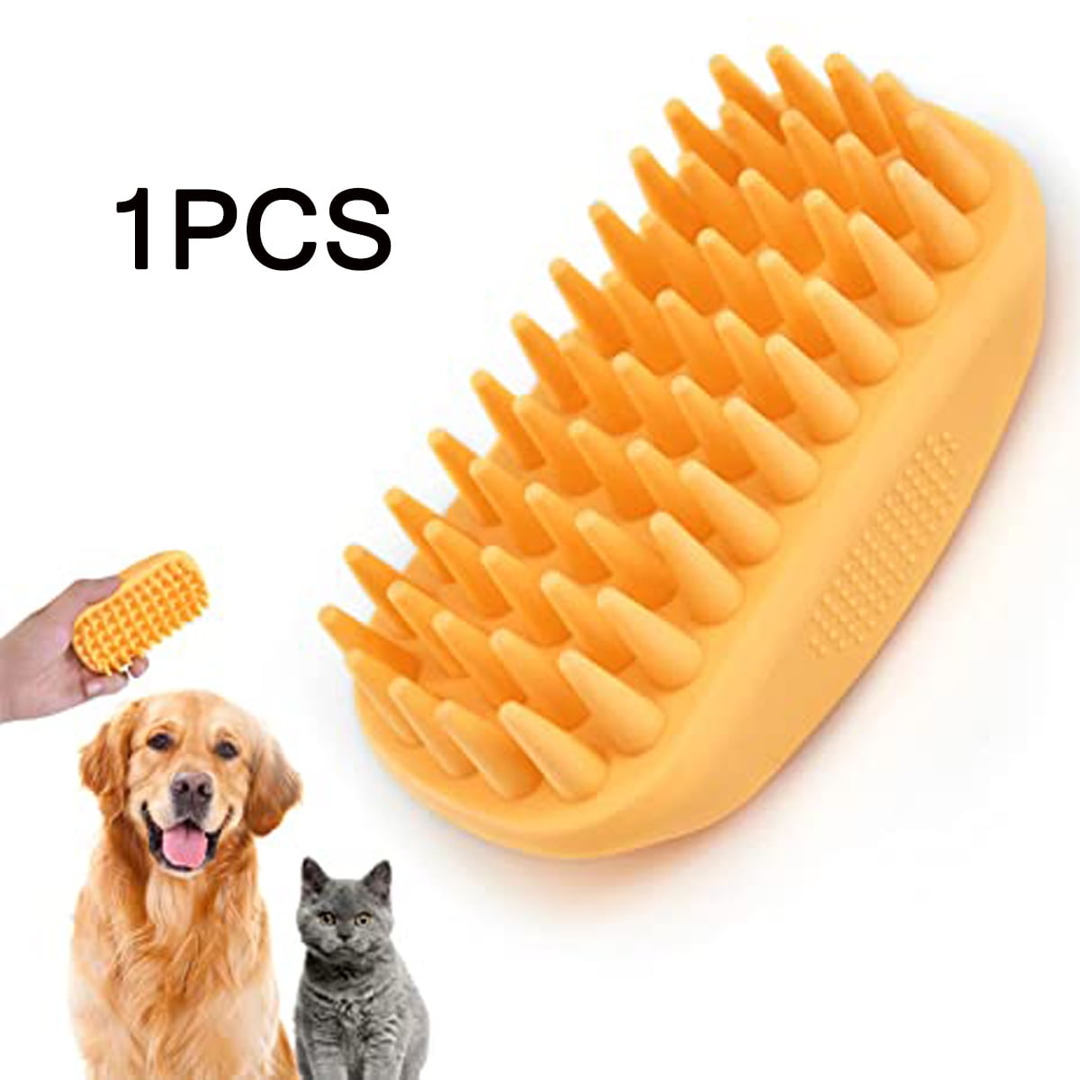 ROPO Dog Grooming Brush, Pet Shampoo Bath Brush Soothing Massage Rubber  Comb with Adjustable Ring Handle for Long Short Haired Dogs and Cats 2pcs