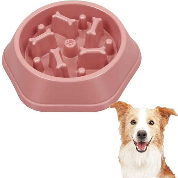 1PCS Dog Slow Feeder Bowl, Slower Feeding Dog Puzzle Bowl, Anti Gulping Anti Chocking Healthy Eating Interactive Bloat Stop Non Slip Dog Healthy Design for Small Medium Size Dogs(Pink)