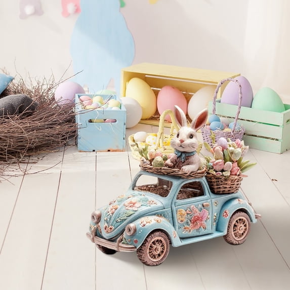 1PCS Easter EggBunny 2D Acrylic Easter Car Flower Rabbit Table Ornament Spring Easter Centerpieces Cute Easter Rabbit Eggs Easter Decorations for Home Kitchen Easter Party,Birthday Gifts