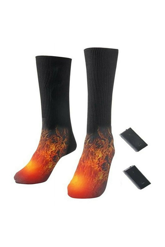 1PCS Electric Battery Heated Socks Cold Weather Cotton Thermal Socks Battery Powered Heat Sox Temperature Adjustable Winter Foot Warmer Toes for Hiking Hunting Ice Fishing