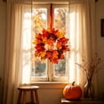 thumbnail image 1 of 1PCS Fall Maple Leaves Hanging Wreath, Mini Fall Wreaths for Kitchen Cabinets, Thanksgiving Maple Leaves Farmhouse Door Mantle Wall Hanging, Thanksgiving Candle Ring Table Decoration, 1 of 8