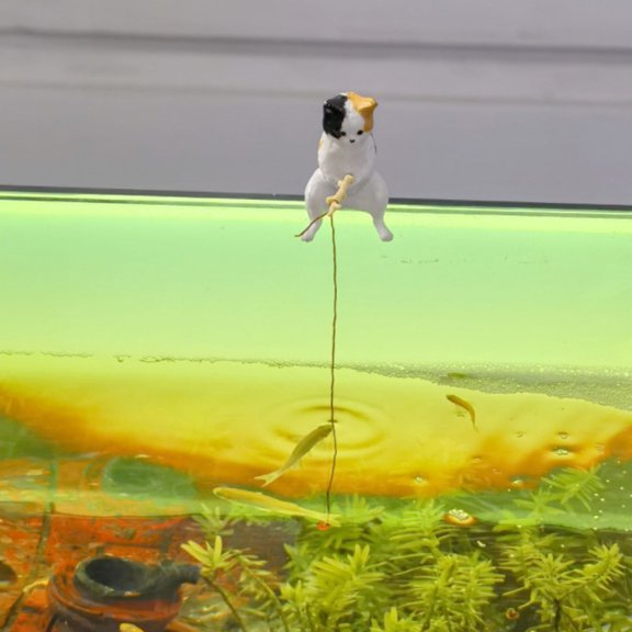 1PCS Fish Tank Landscaping Vivid Shape Exquisite Cartoon Fishing Cat Ornament Aquarium Decor Household Supply