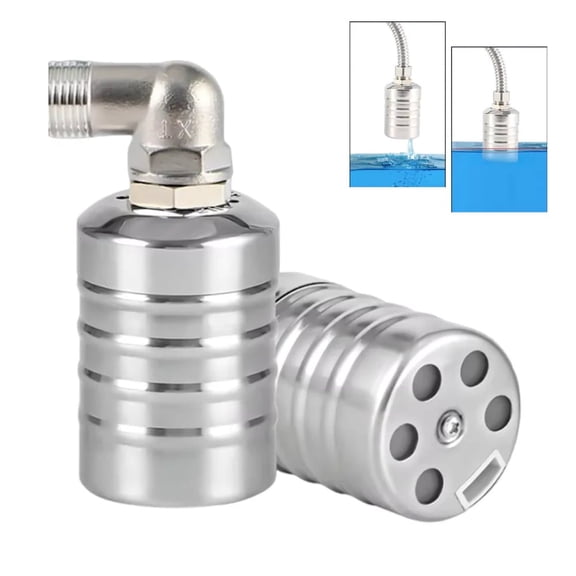 1PCS Float Valves with 1/2", 3/4", 1" Adapters -304 Stainless Steel Water Float Valves Fully Automatic Water Level Control for Water Tanks, Aquariums, Livestock Troughs,Pools,Distillers & Ponds