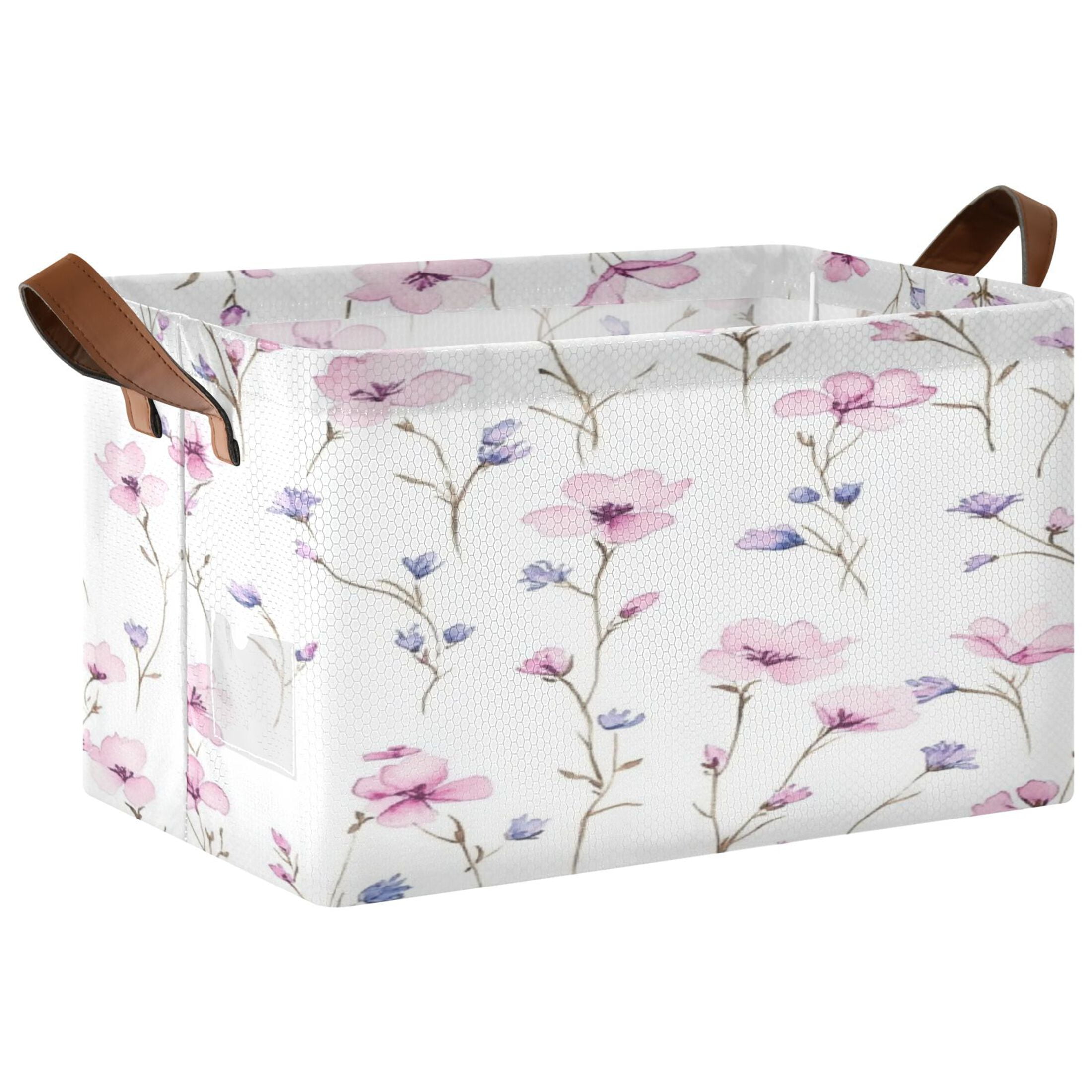 1PCS Foldable Storage Basket with Metal Frame Collapsible Organizer Bin