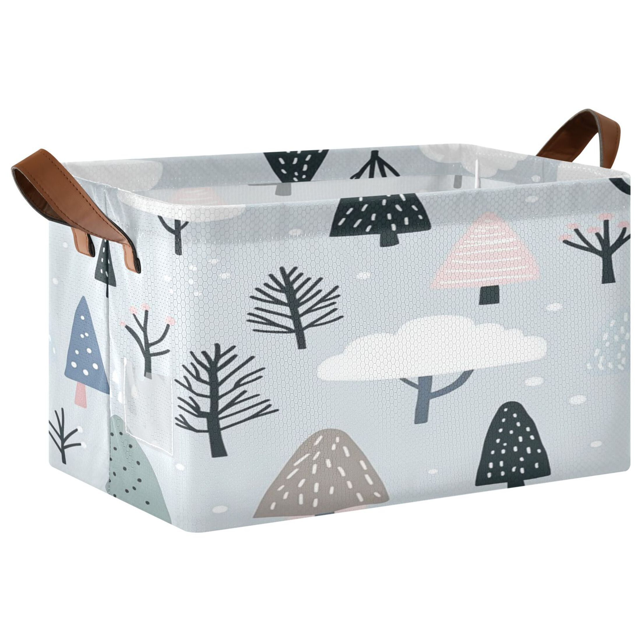 1PCS Foldable Storage Basket with Metal Frame Collapsible Organizer Bin