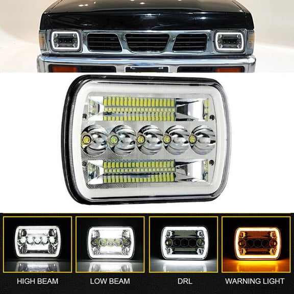 1PCS For Jeep Cherokee XJ 1984-2001 Wrangler YJ 1986-1995 5x7" 7x6 Led Headlight High/ Low DRL