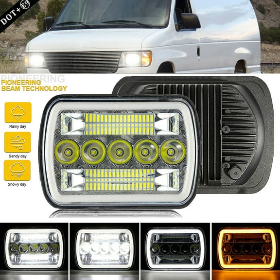 1PCS For Mazda B2200 B2600 RX-7 Halo 5x7 7X6" LED Headlight Halo High Low Beam DRL