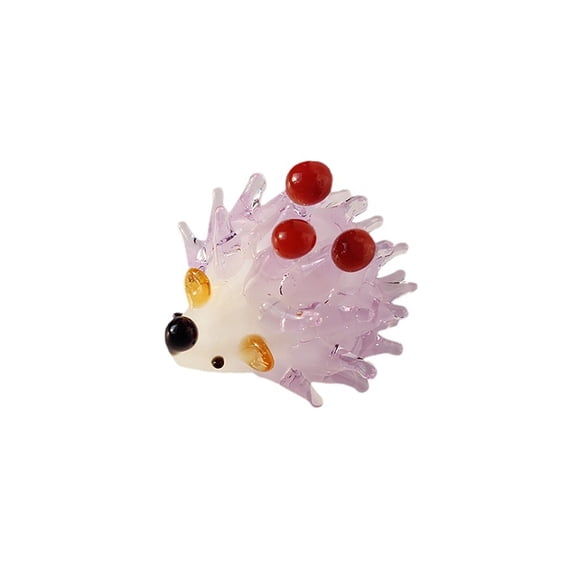 1PCS Glass Hedgehog Decor Hedgehog Statue Ornaments Art，for Bedroom, Desk, Home Decoration,Purple