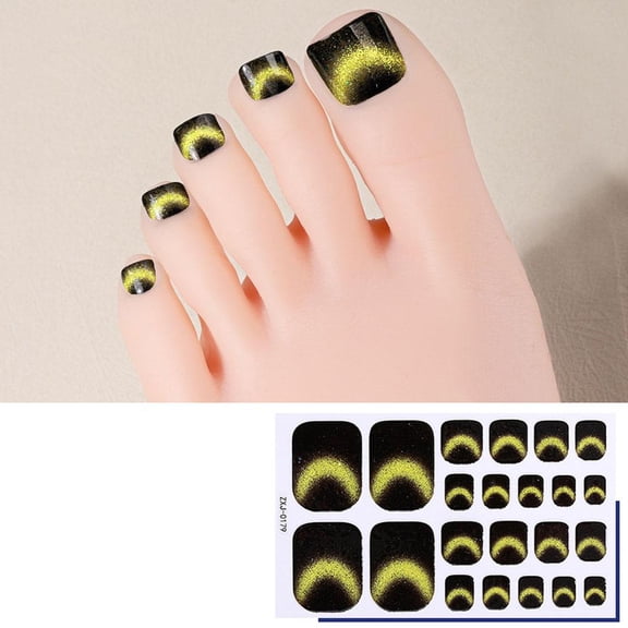 1PCS Glitter Cat Eye Toe Nail Stickers Full Cover Gel Nail Wraps Strips Toenail Stickers Colorful Stick On Nail Polish Sticker for Toes Sticker Nails Self Adhesive Tip Toenail Nails Decals