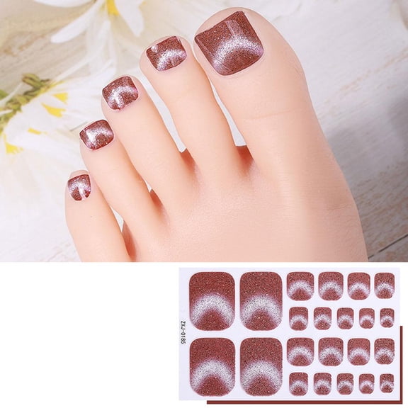 1PCS Glitter Cat Eye Toe Nail Stickers Full Cover Gel Nail Wraps Strips Toenail Stickers Colorful Stick On Nail Polish Sticker for Toes Sticker Nails Self Adhesive Tip Toenail Nails Decals