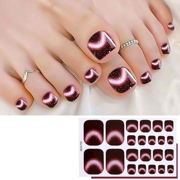 1PCS Glitter Cat Eye Toe Nail Stickers Full Cover Gel Nail Wraps Strips Toenail Stickers Colorful Stick On Nail Polish Sticker for Toes Sticker Nails Self Adhesive Tip Toenail Nails Decals