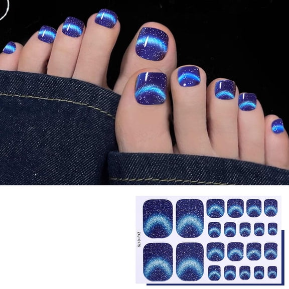 1PCS Glitter Cat Eye Toe Nail Stickers Full Cover Gel Nail Wraps Strips Toenail Stickers Colorful Stick On Nail Polish Sticker for Toes Sticker Nails Self Adhesive Tip Toenail Nails Decals