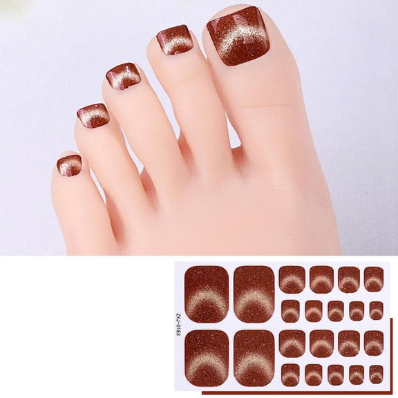 1PCS Glitter Cat Eye Toe Nail Stickers Full Cover Gel Nail Wraps Strips Toenail Stickers Colorful Stick On Nail Polish Sticker for Toes Sticker Nails Self Adhesive Tip Toenail Nails Decals
