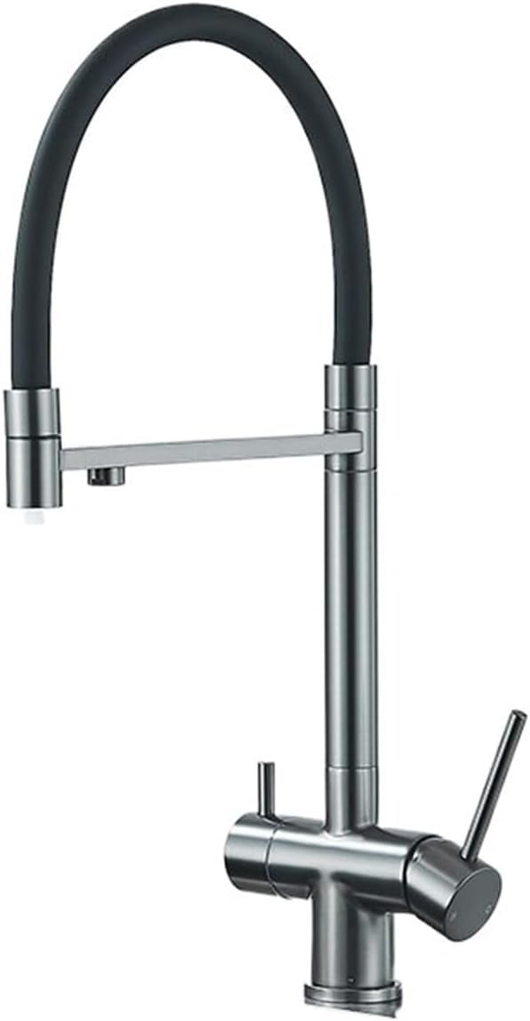 Chrome Purify Kitchen Faucet Dual Swivel Spout Three Way Kitchen Sink Mixer Tap Dual Water Outlet Drinking Water Faucet - B / Chrome - View #2