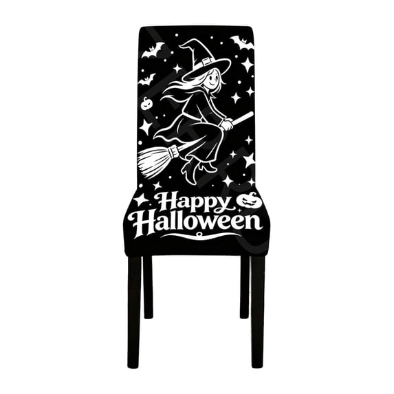 1PCS Halloween Chair Cover, Elastic Stretch Ghost & Jack-o'-lantern Print Chair Protector, Chair Slipcover for Indoor Dinner Table Decor