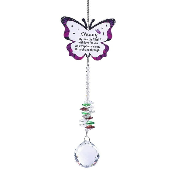 1PCS Hanging Butterfly Shaped Suncatcher Crystals, Butterfly Hanging Decor Sun Catcher with Crystal Pendants for Home Garden Decor, 17.72*3.15in D