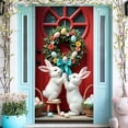 thumbnail image 1 of 1PCS Happy Easter Rabbit Wreath Porch Banner Sign Easter BunnyEgg Flower Decor Front Door Cover Decorative Hanging Welcome BannerFlag Easter Farmhouse Home Holiday Party Supplies Decoration 71x35Inch, 1 of 7