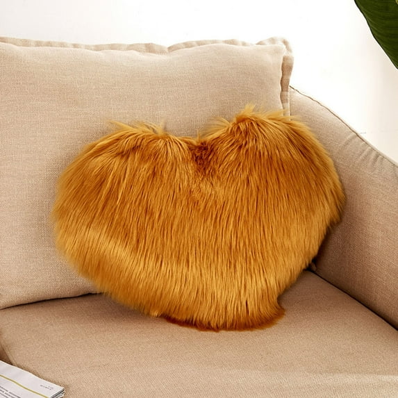1PCS Heart Shaped Pillow Covers, Solid Color Soft Comfortable Pillowcases for Gifts or Home Sofa Decorations 19.68x15.74in Brown