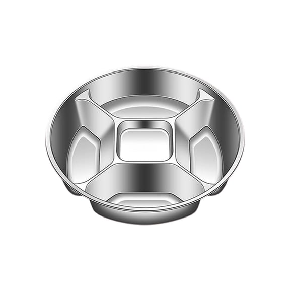 1PCS Heavy-duty Stainless Steel Divided Plates, Unbreakable 5-sectional Round Metal Serving Tray for Portion Control/Food Prep/Snack, 8.9"