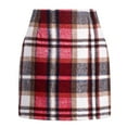 thumbnail image 1 of 1PCS High Waist Plaid Skirt-Red-L, 1 of 5